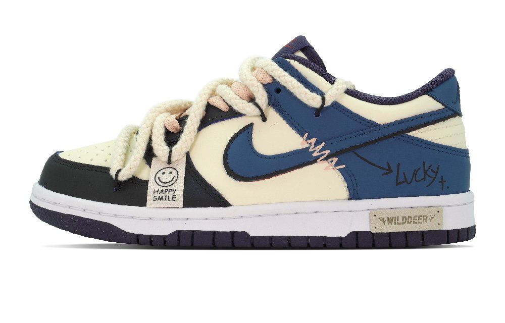 Nike Dunk Anti-Slip Wear-Resistant Low-Top Skateboard Shoes GS Black Blue