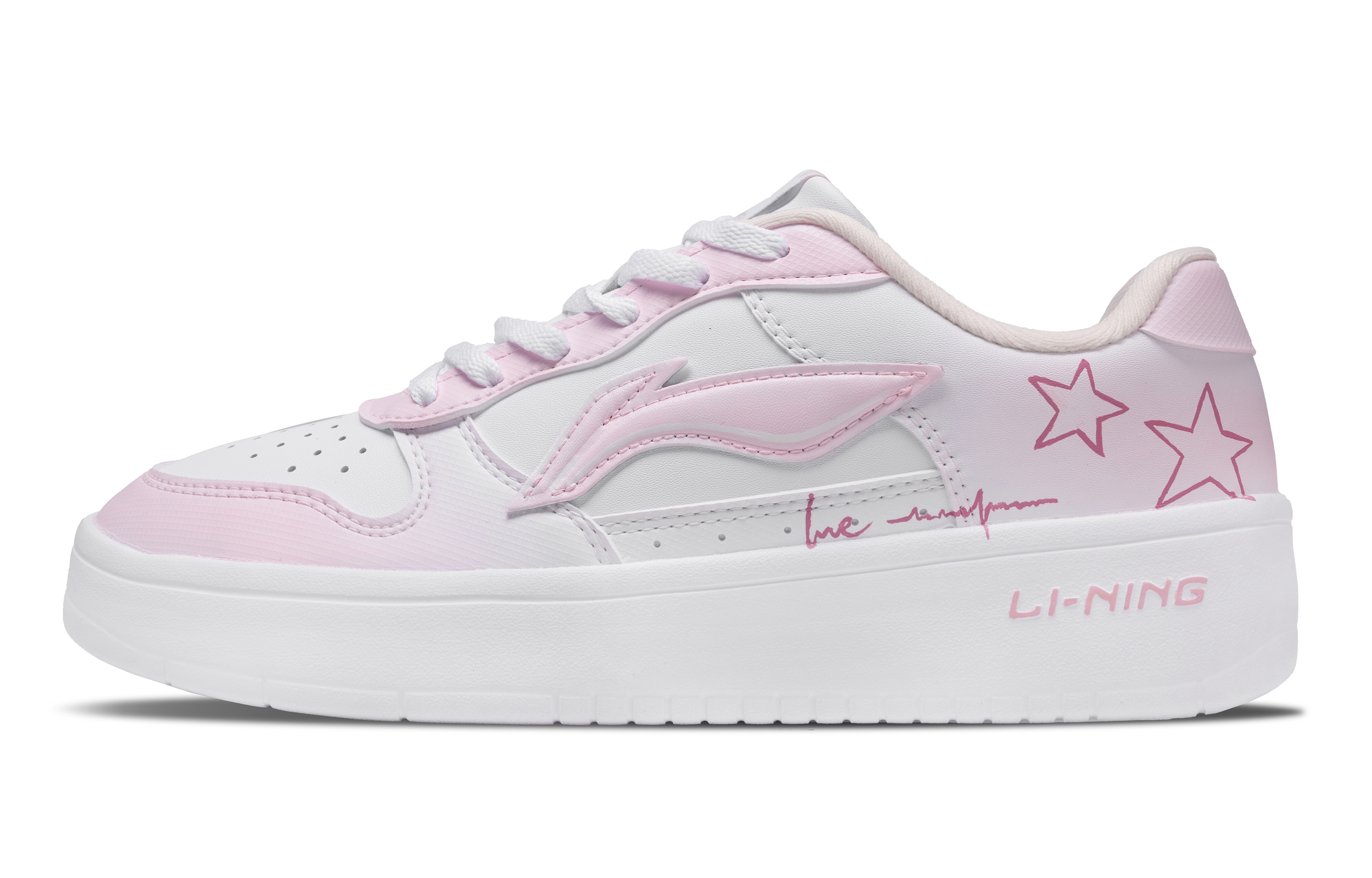 LiNing Pontoon Boats Lightweight And Breathable Low top Skateboard Shoes Women's Cherry Blossom Pink