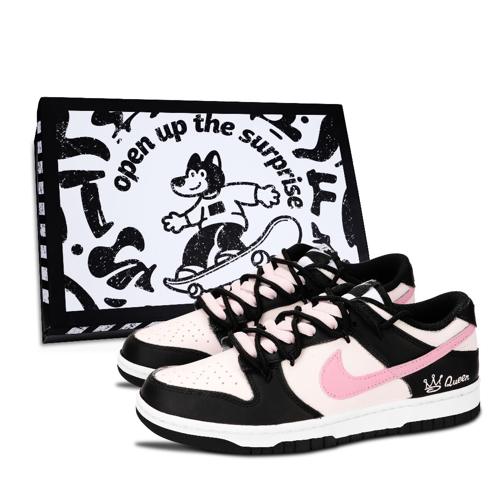 Nike Dunk Black White, Encountering The King's Trail Abrasion Resistant Low Top Skateboard Shoes Unisex Pink