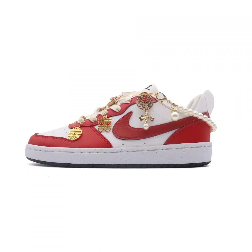 Nike Court Borough Blissful Alliance Lightweight Low Top Skateboard Shoes Unisex Red White