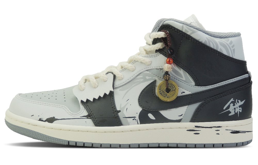 Jordan Air Jordan 1 Ink Wash Universe Mid-Top Vintage Basketball Shoes Men's Gray