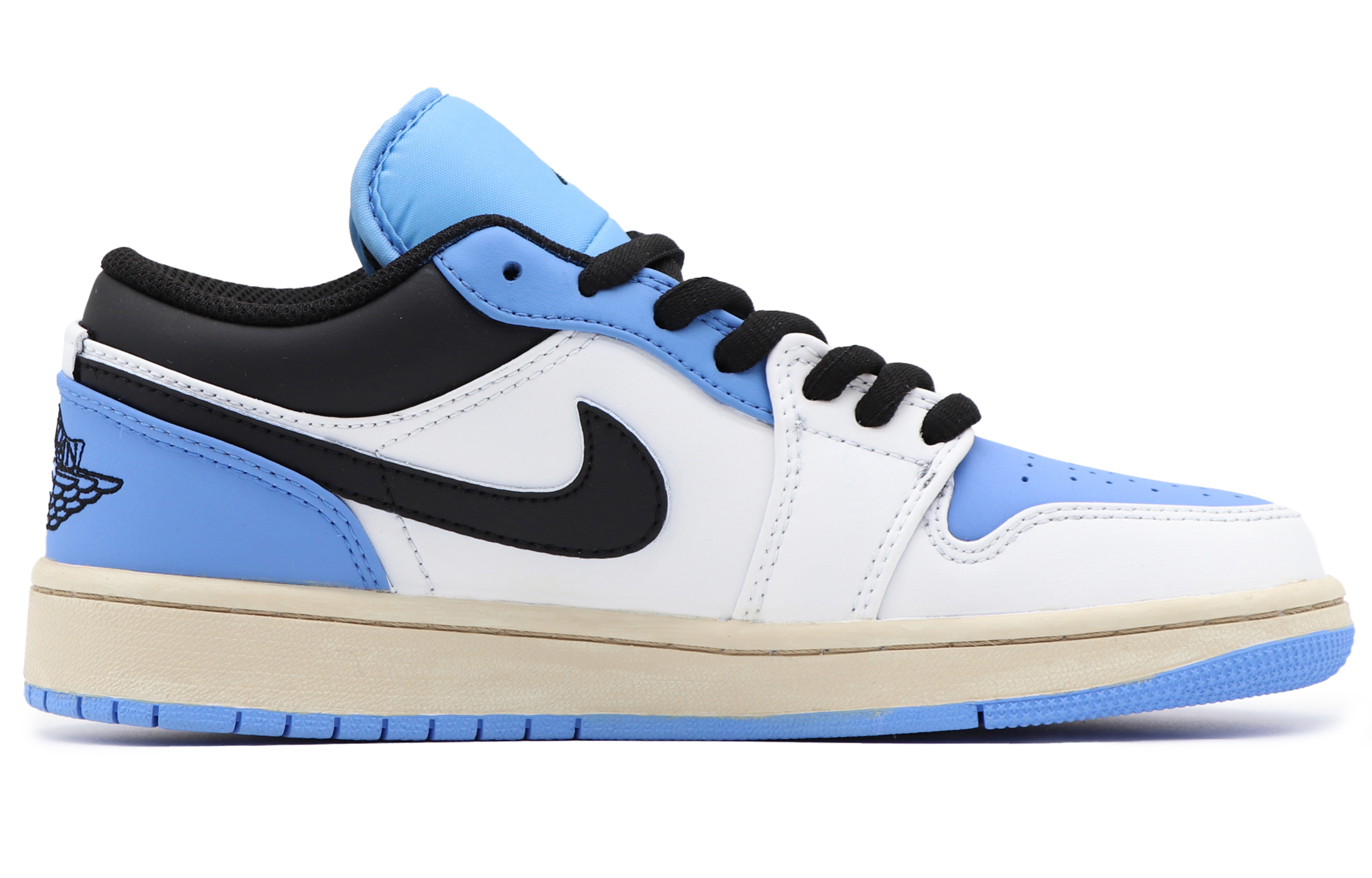 Jordan Air Jordan 1 Slip-Resistant Low-Top Vintage Basketball Shoes Men's Black White Blue