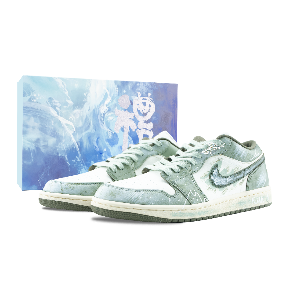 Jordan Air Jordan 1 Xiulin Ink Traveler Abrasion Resistant Low Top Vintage Basketball Shoes Unisex Army Green