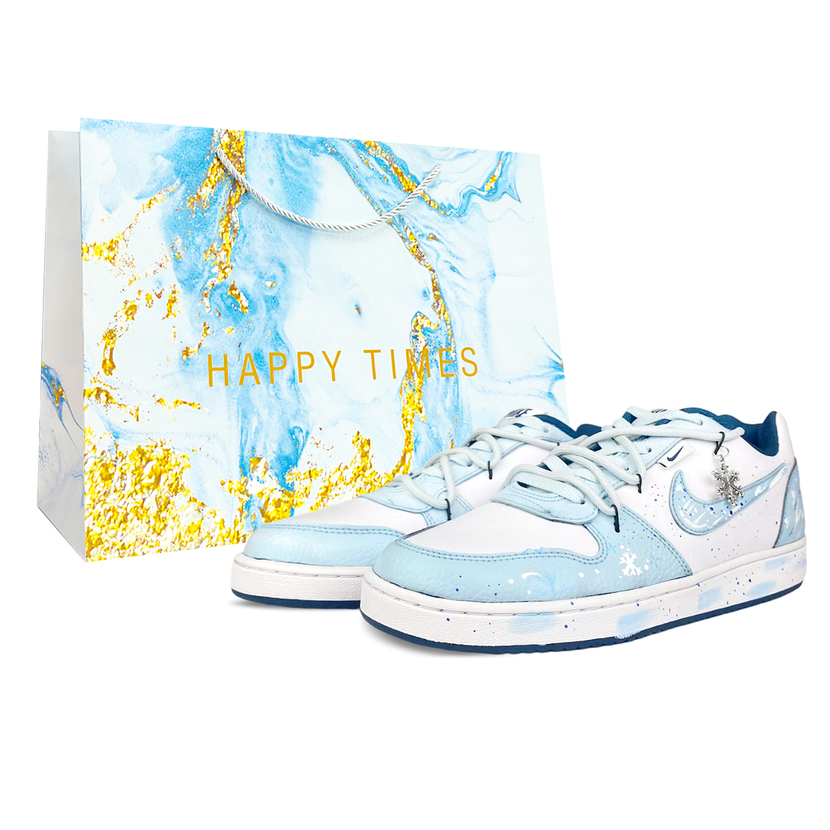 Nike EBERNON BNK Icy Shadow Snow Cushioning, Wear Resistant Low top Skateboard Shoes Men's Blue White