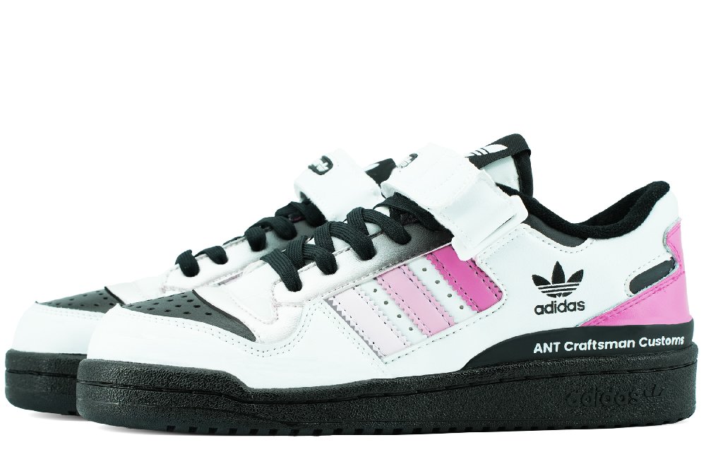 Adidas Originals FORUM Abrasion-Resistant Low-Top Skateboard Shoes Unisex Black White Pink
