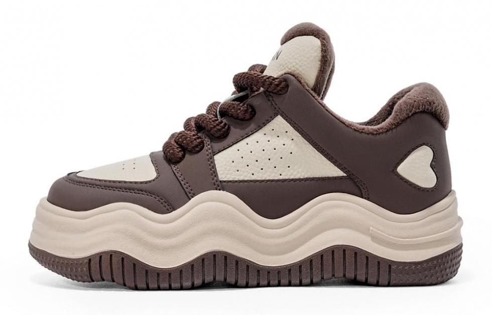 EBLAN Low-Top Skateboard Shoes Women's Beige Brown
