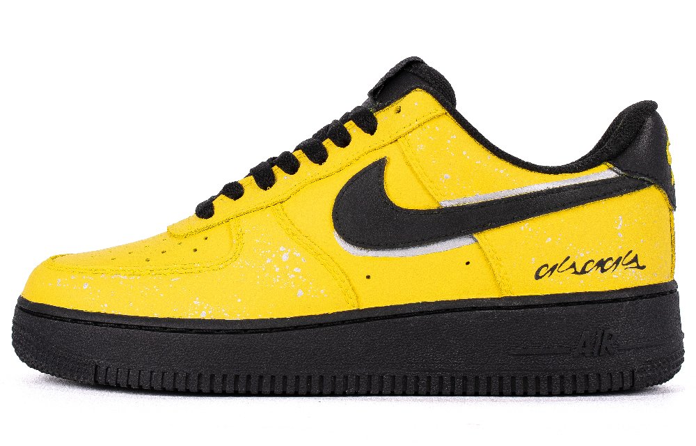 Nike Air Force 1 Warning WS Abrasion Resistant Low Top Skateboard Shoes Women's Black Yellow