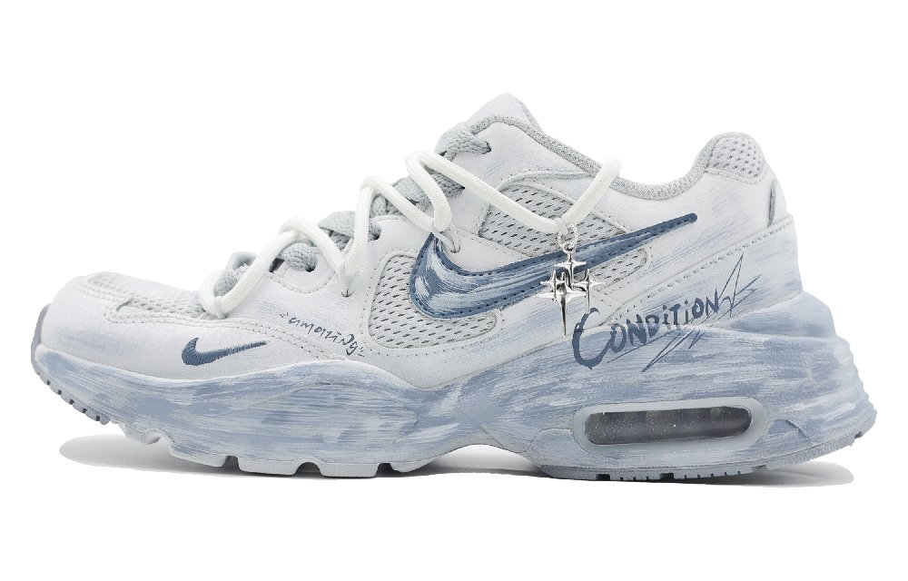 Nike Air Max Fusion Cushioning, Wear Resistant Low Top Running Shoes Women's Blue White