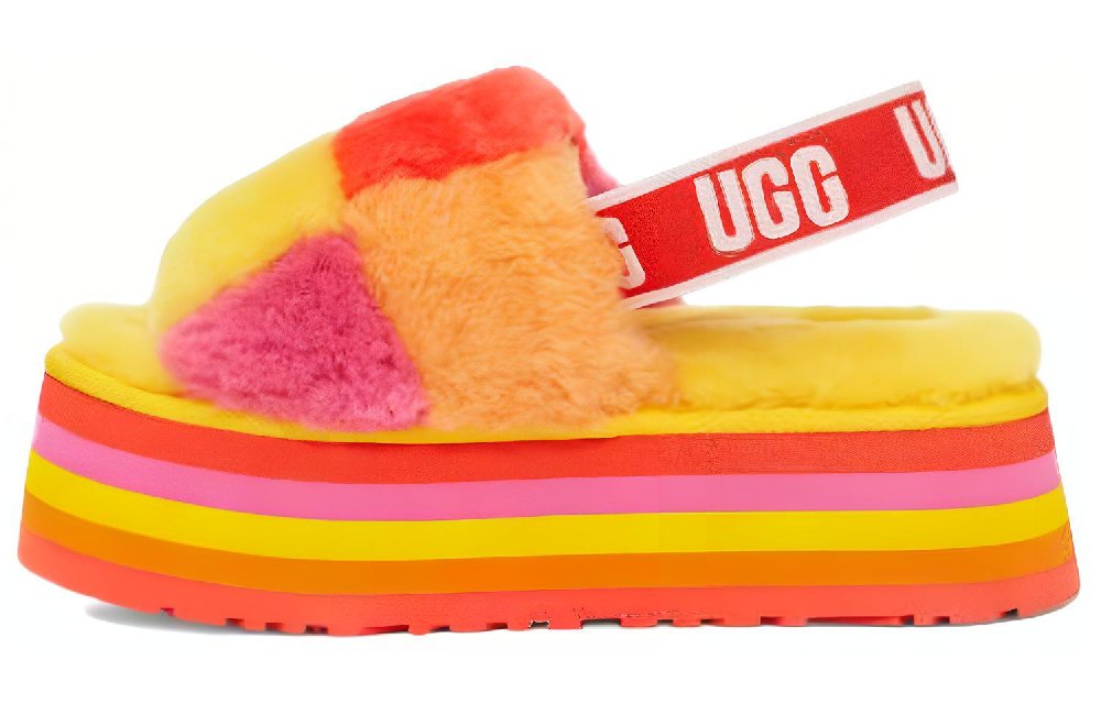 UGG Disco Checker Slide Thick Sole Sandals Yellow Women's