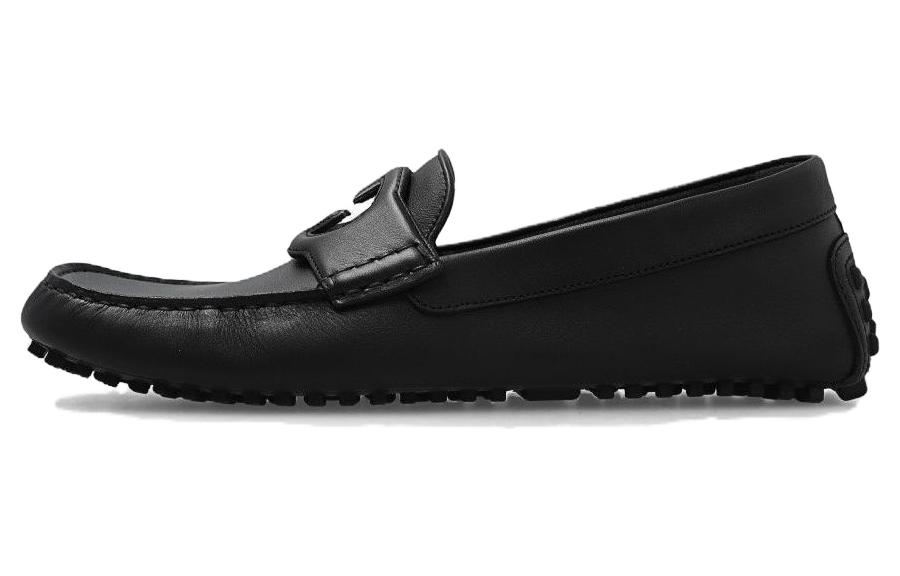 GUCCI Interlocking G-plaque Leather Loafers