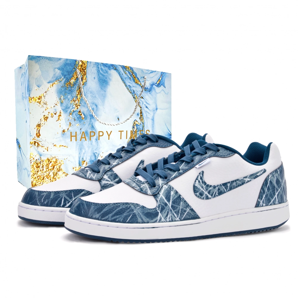 Nike EBERNON Wear resistant And Lightweight Low Top Skateboard Shoes Men's Blue White
