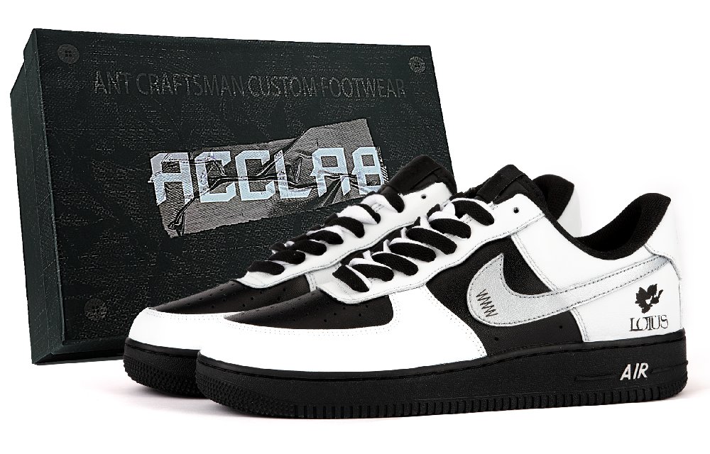 Nike Air Force 1 Abrasion Resistant Height Increasing Low Top Skateboard Shoes Unisex Black White