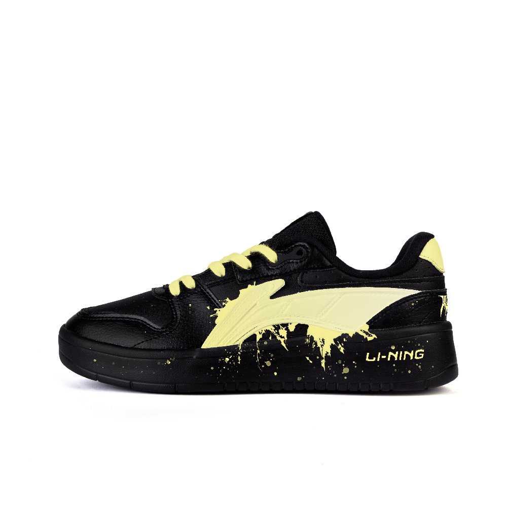 LiNing Slip Resistant Cushioning Abrasion Resistant Low Top Skateboard Shoes Men's Black Yellow