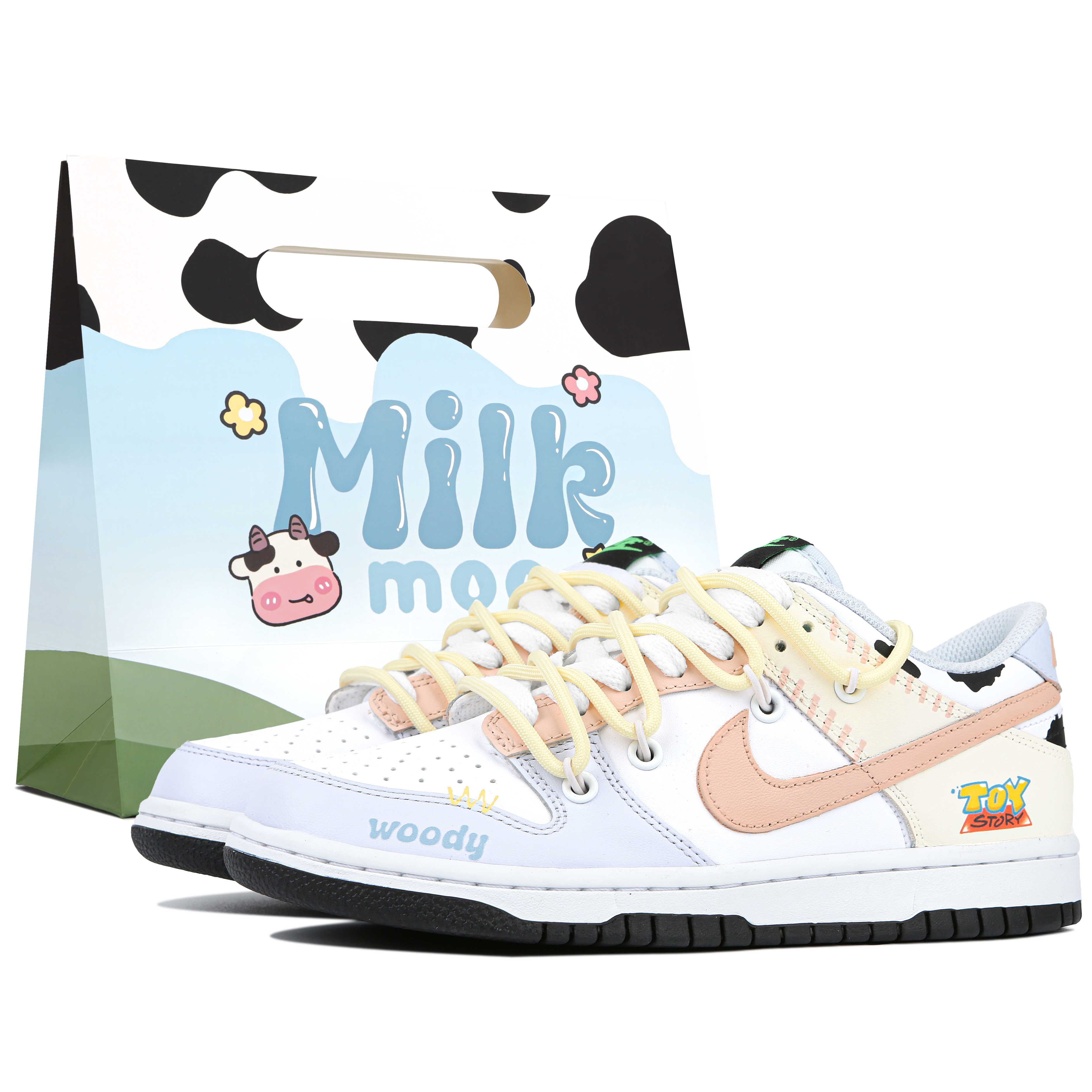 Nike Dunk Childlike Denim Slip Resistant Low top Skateboard Shoes GS Blue Yellow