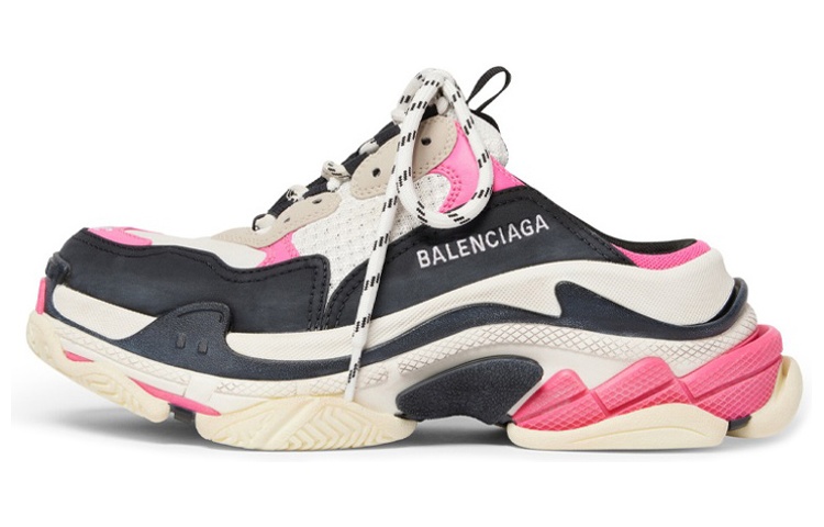 Balenciaga Triple S Mules 'White Pink And Black Double Foam And Mesh' Women's