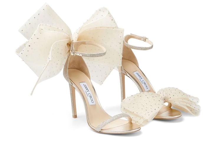 Jimmy Choo Aveline 100mm Bow-embellished Sandals