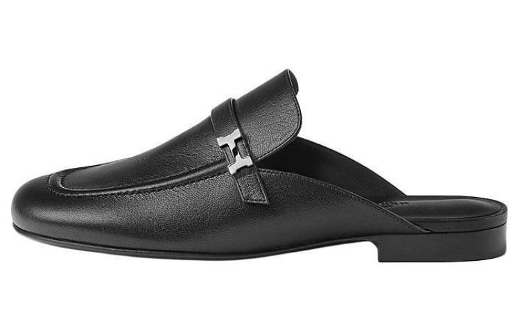 HERMES Closed Toe Slippers Women's Black
