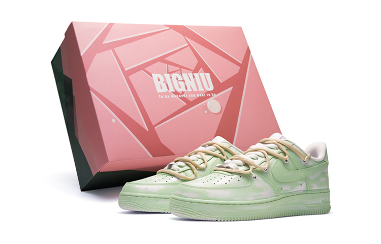 Nike Air Force 1 LE Air Force 1 Slip Resistant Cushioning Abrasion Resistant Low Top Skateboard Shoes GS White Green