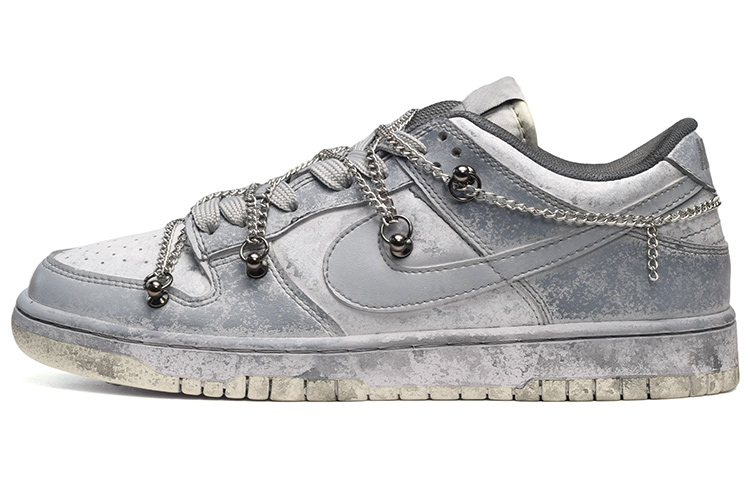 Nike Dunk Low-Top Skateboard Shoes Men's Dye-Sublimated Gray