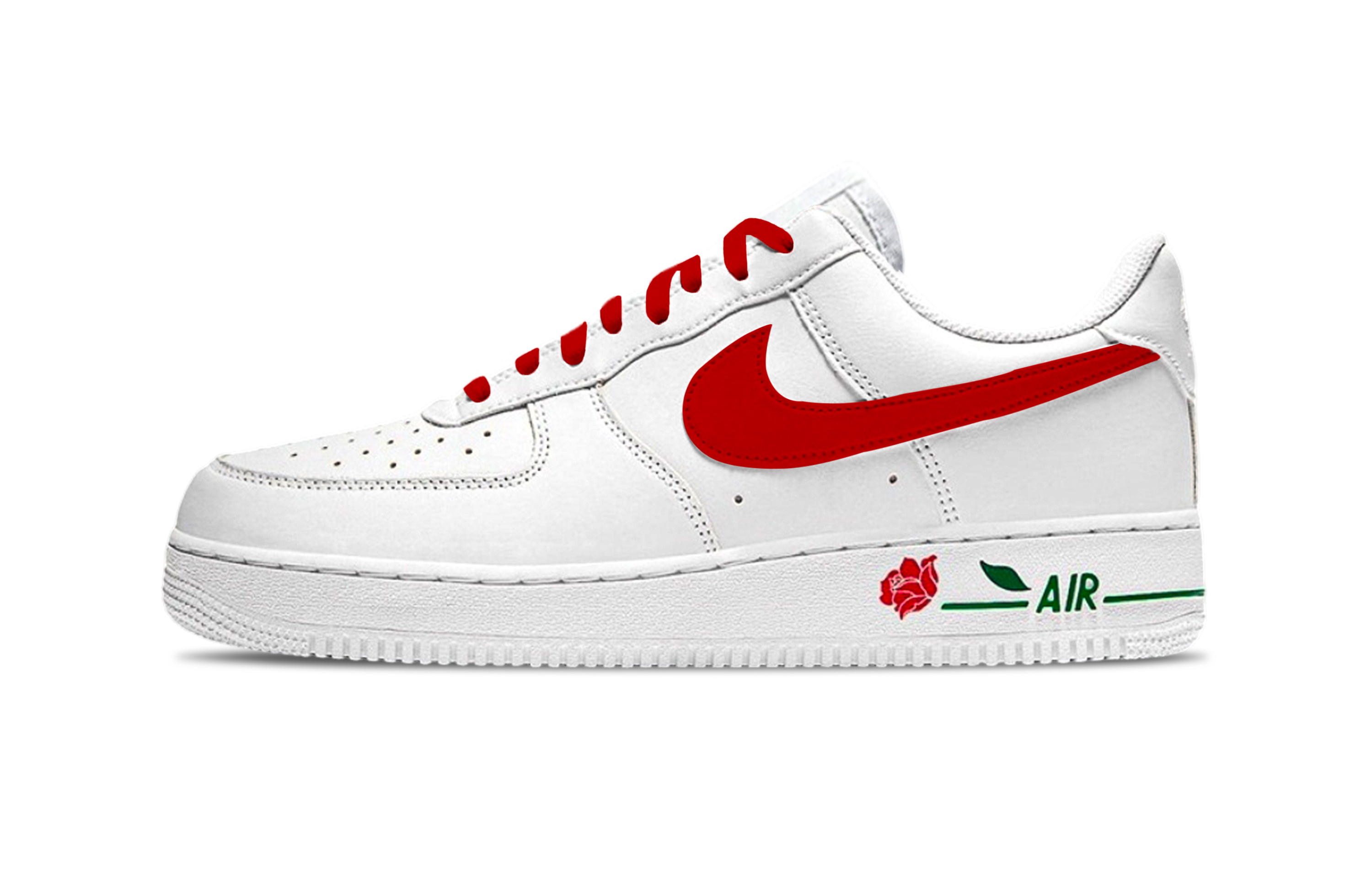 Nike Air Force 1 Rose Red Abrasion Resistant Low top Skateboard Shoes Unisex Red White