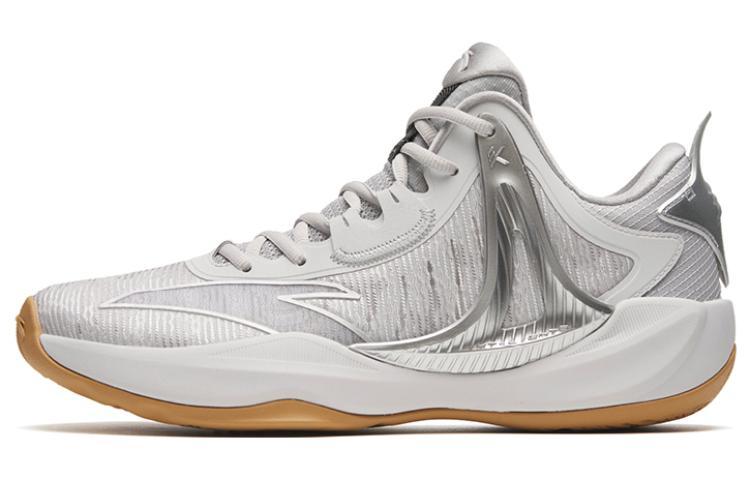 Anta Hussars 8 Anti Slip Wear Resistant Low Top Basketball Shoes Men's White Silver