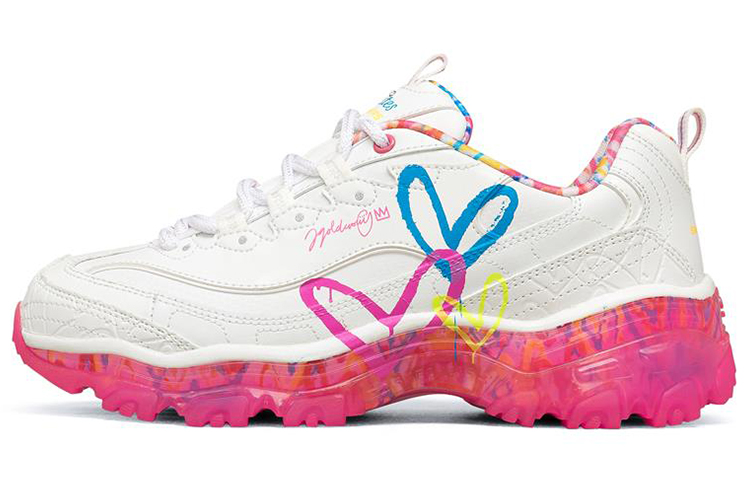 Skechers James Goldcrown X Skechers D'Lites Crystal Low Top Running Shoes Pink/White Women's