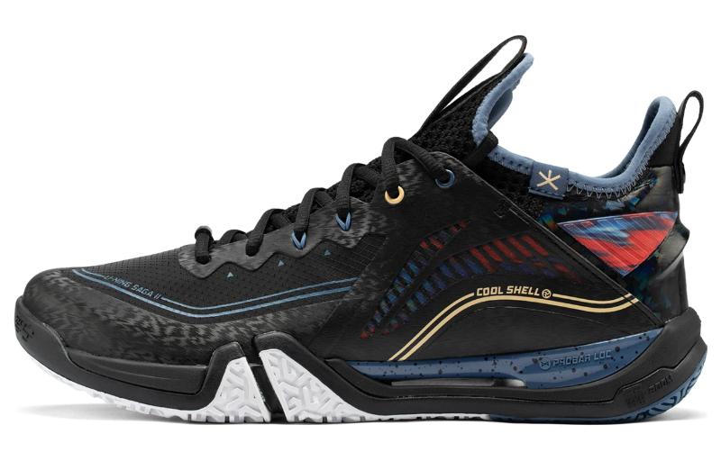 LiNing ⅡPRO Cushioned Slip Resistant Abrasion Resistant Low Top Badminton Shoes Men's Black Blue