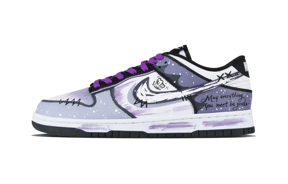 Nike Dunk Star Purple Wish Abrasion Resistant Low top Skateboard Shoes Unisex Purple