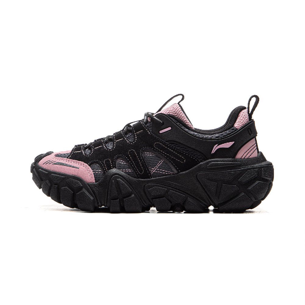 LiNing Dunes Cushioning Anti-Slip Wear-Resistant Breathable Height Increasing Low-Top Casual Shoes Women's Black Pink