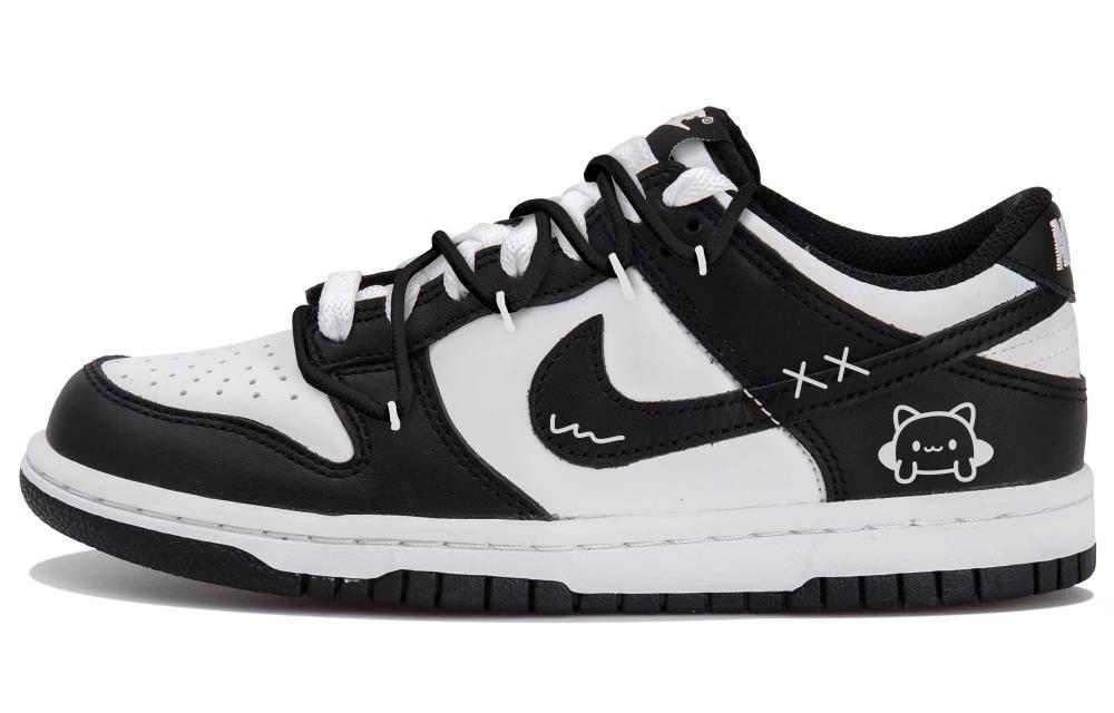 Nike Dunk Anti Slip Wear Resistant Low Top Skateboard Shoes GS Black White