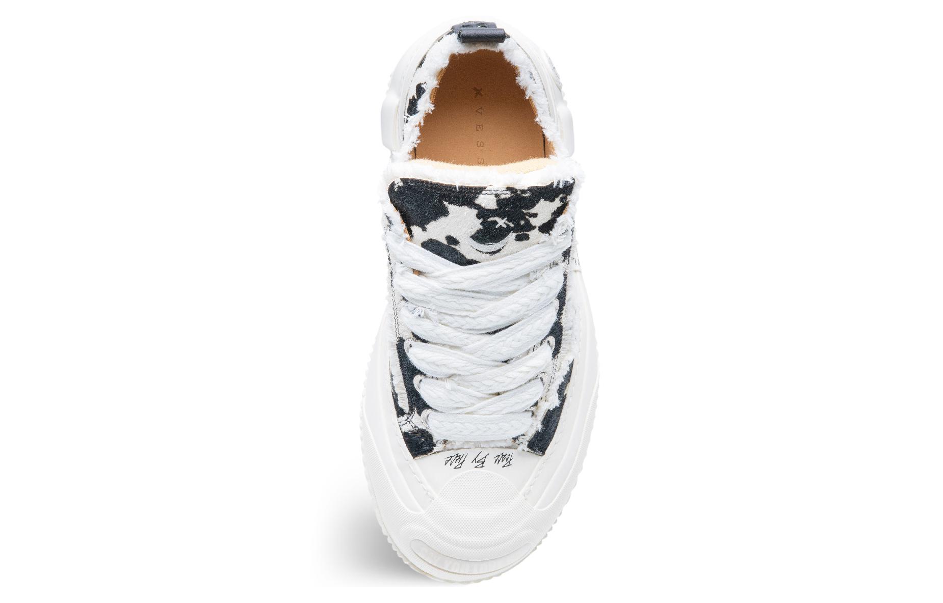 VESSEL G.O.P. 2.0 Marshmallow Lows Cow Print Low-Top Canvas Shoes Unisex Black White