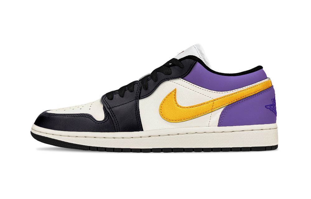 Jordan Air Jordan 1 Support Balance Low Top Vintage Basketball Shoes Unisex Purple Yellow