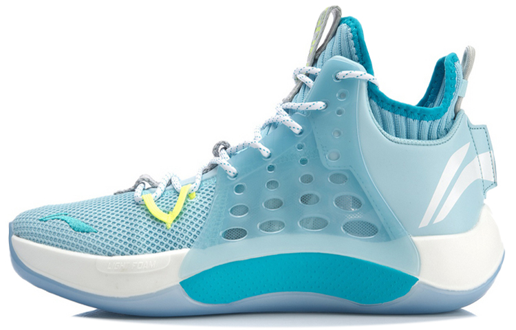 LiNing SONIC 7 Cushioning Anti-Slip And Wear-Resistant Mid-Top Performance Basketball Shoes Blue White