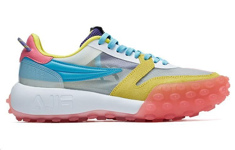 FILA Gara Trendy Versatile Cushioning Abrasion Resistant Breathable Low top Chunky Sneakers Women's White Yellow