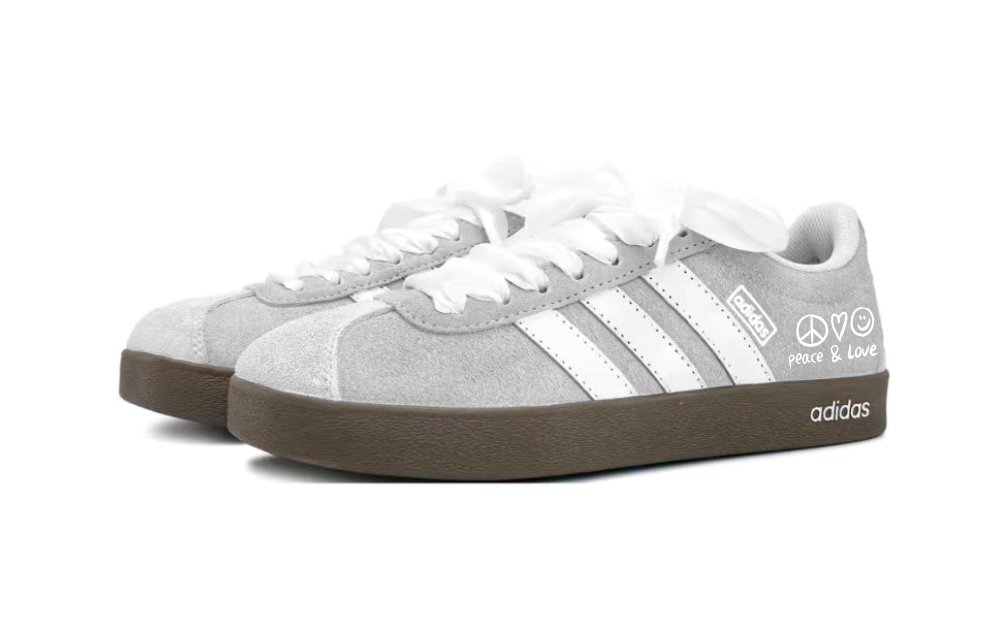 Adidas Neo VL Court Lifestyle Anti Slip Wear Resistant Low Top Skateboard Shoes Unisex Cool Gray White