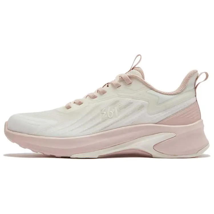 361° Sharp Teeth Cushioning, Breathable, Lightweight Low top Casual Running Shoes Women's Beige Pink