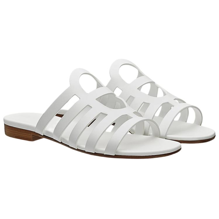 HERMES Slide Slippers Women's White