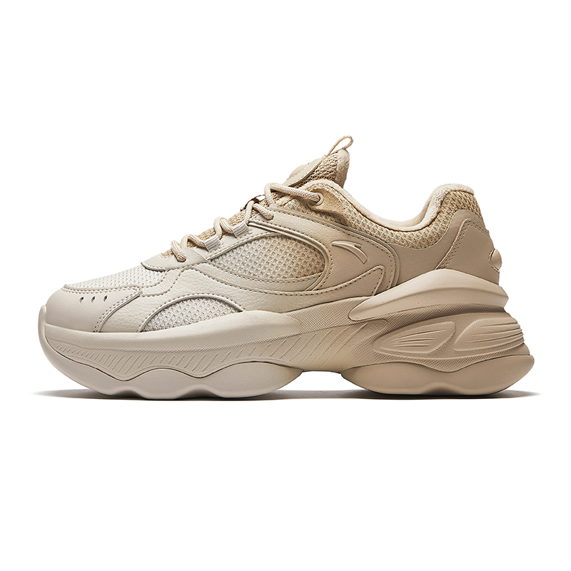 Anta Slip-Resistant Warm Low-Top Chunky Sneakers Women's White Brown