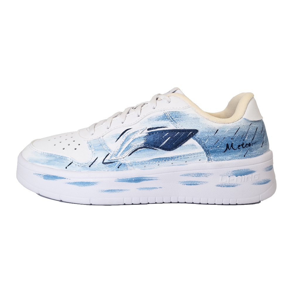 LiNing Pontoon Boats LaMmer KIss Abrasion Resistant Height Increasing Low Top Skateboard Shoes Unisex Blue White