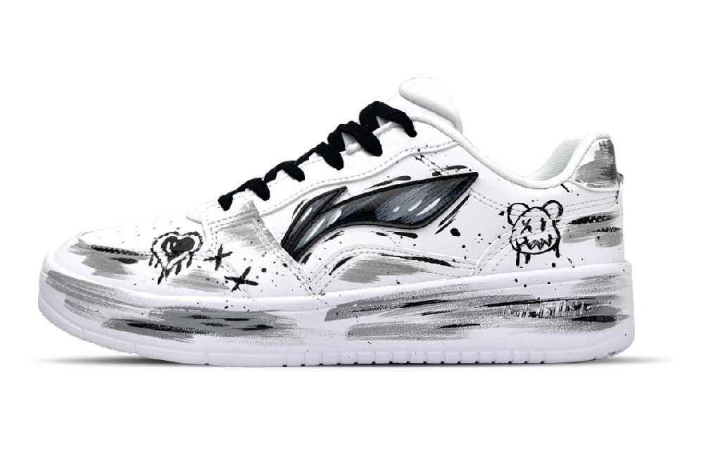 LiNing Acer Truncatum Anti Slip And Wear Resistant Height Increasing Low Top Skateboard Shoes Men's Black White