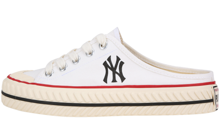MLB Playball Mule Play Ball Anti-Slip Wear-Resistant Breathable Lightweight Low-Top Canvas Shoes Unisex White