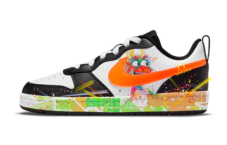Nike Court Borough Low Anti-Slip Wear-Resistant Low-Top Skateboard Shoes GS White Orange