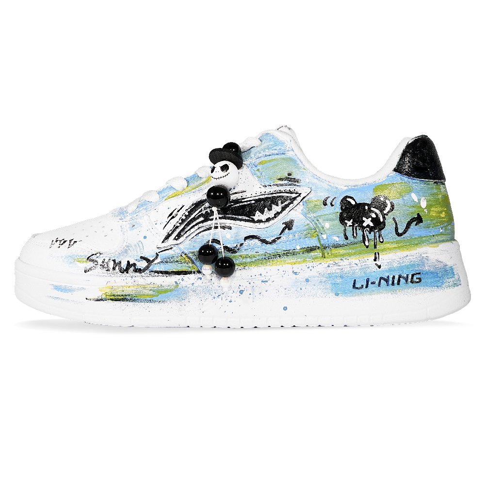 LiNing Pontoon Boats Slip Resistant Cushioning Abrasion Resistant Low Top Skateboard Shoes Unisex White Blue Black