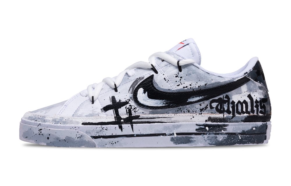 Nike Court Legacy Gothic Sacrifice Anti Slip Wear Resistant Low Top Skateboard Shoes Women's Black White Gray
