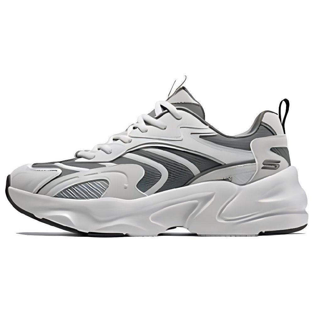 Skechers DLITES Anti-Slip Wear-Resistant Low-Top Chunky Sneakers Men's White Gray
