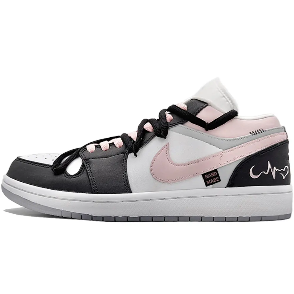 Jordan Air Jordan 1 Heart Wave Low top Vintage Basketball Shoes Unisex Black White Pink