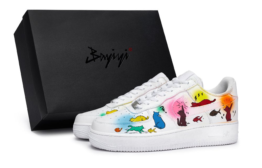 Nike Air Force 1 Slip-Resistant Low-Top Skateboard Shoes Unisex Multicolor White
