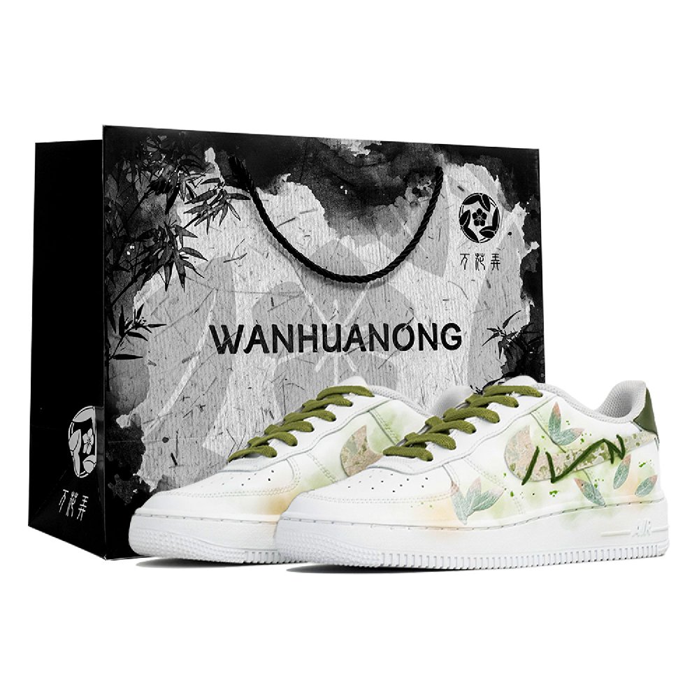 Nike Air Force 1 Kaleidoscope, Tea, Shopping Bag Abrasion Resistant Low Top Skateboard Shoes Unisex White Green