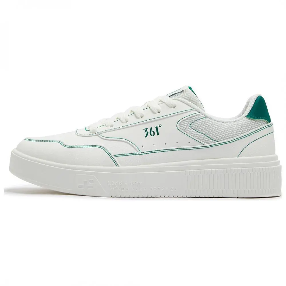 361° Anti-Slip Wear-Resistant Low-Top Skateboard Shoes Men's White Green