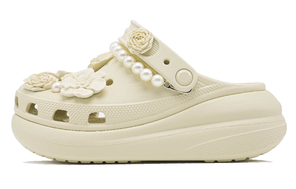 Crocs Crush Clog Wondrous Brush Blossoms Clogs Women's Bone White